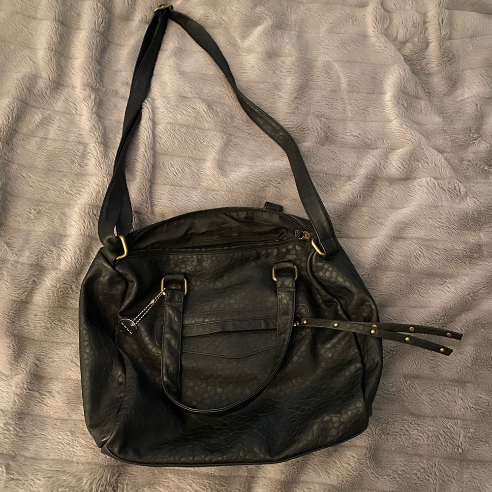 Black faux-leather purse, used ONCE